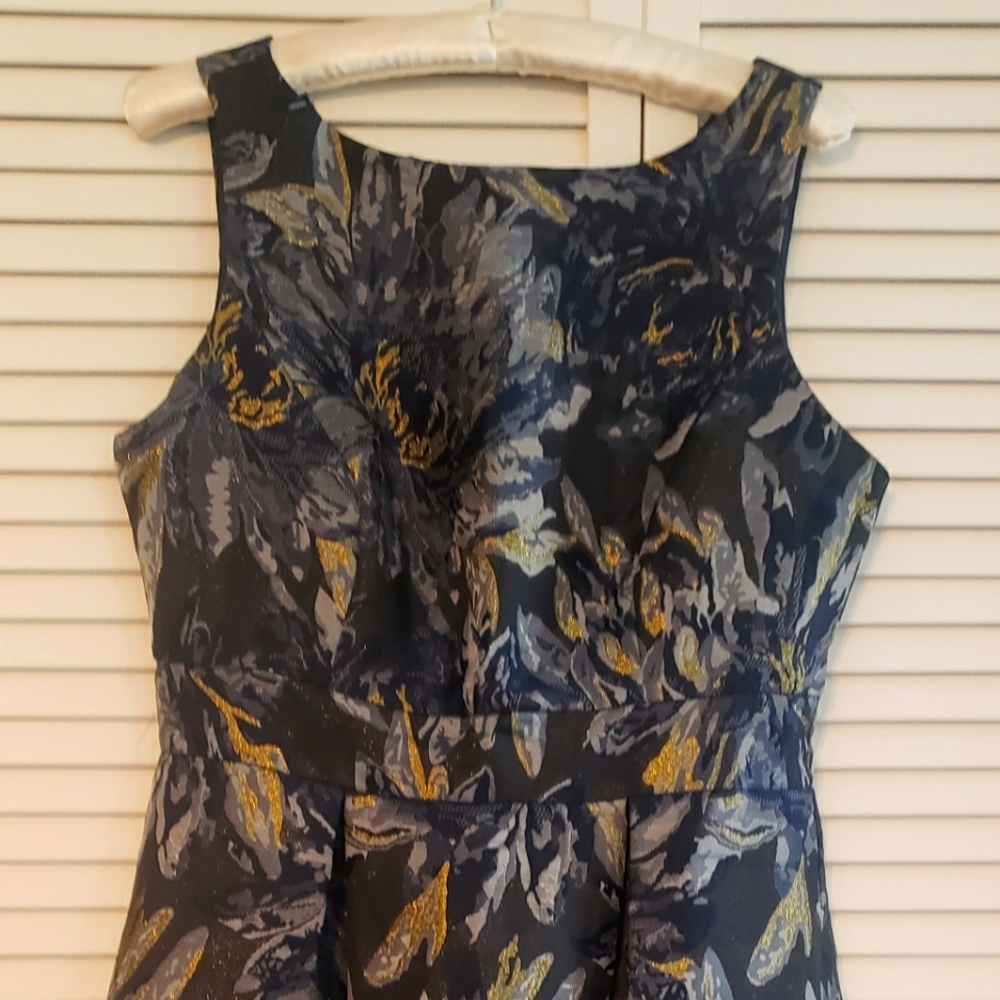 Jessica Howard Party Holiday Dress Navy Gold Glitter 10 M